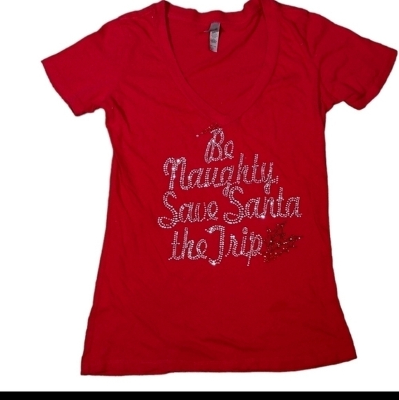 Be Naughty, Save Santa The Trip Top NWOT - Picture 2 of 3